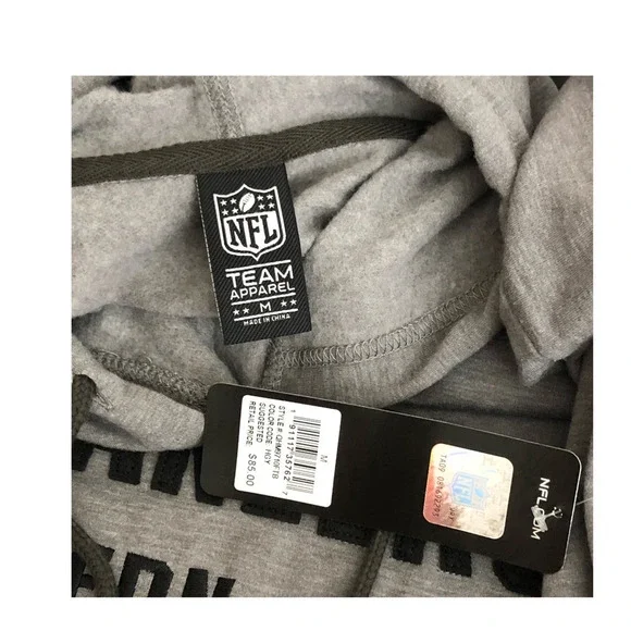 Team Apparel NFL Hoodie Drawstring Heather Gray Tampa Bay Buccaneers - Picture 8 of 11